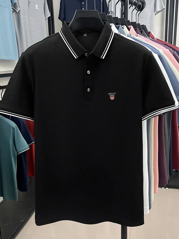 Men's high-quality, comfortable and breathable T-shirts, POLO shirts, 100% pure cotton POLO shirts, casual shorts, summer fashio