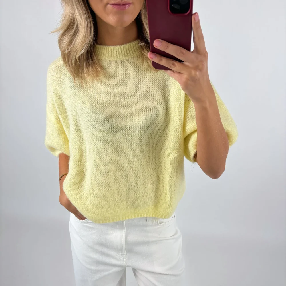 Imcute Women's Casual Sweaters Short Sleeve O Neck Knit Crop Tops Y2k Girls Pullover Shirts Knitwear Vintage Streetwear - Image 4